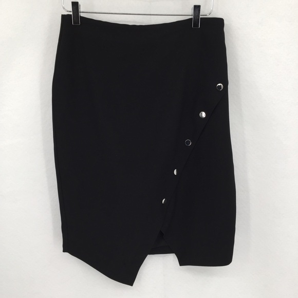 Rebecca Minkoff Camilla black skirt moto asymmetric button new 6 - Picture 2 of 6